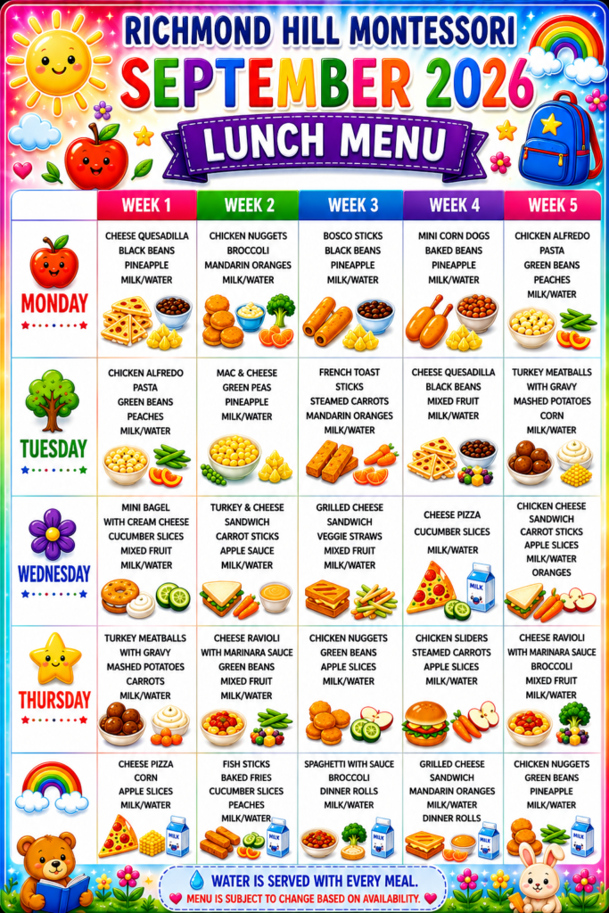 RHM - September Lunch Menu