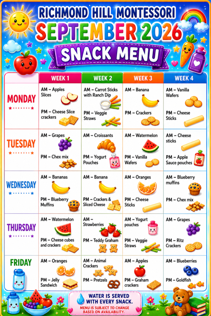 September - Snacks Menu